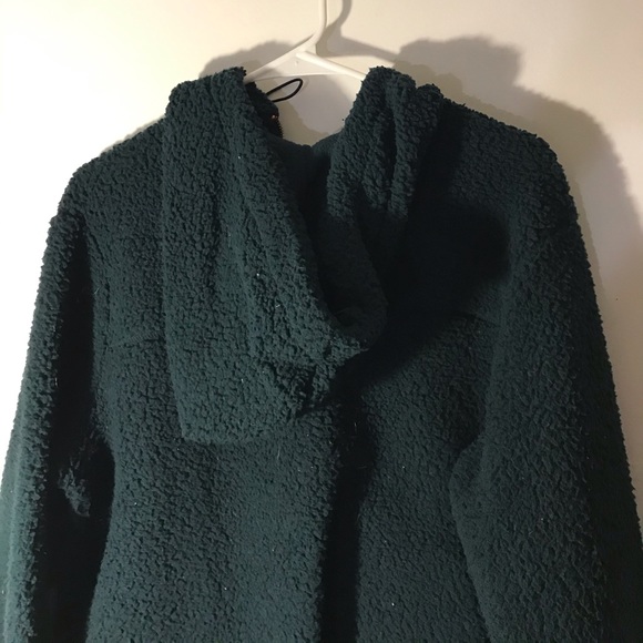 Fuzzy dark green crewneck quarter zip sweater - Picture 4 of 4
